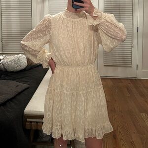 Long sleeve cream dress